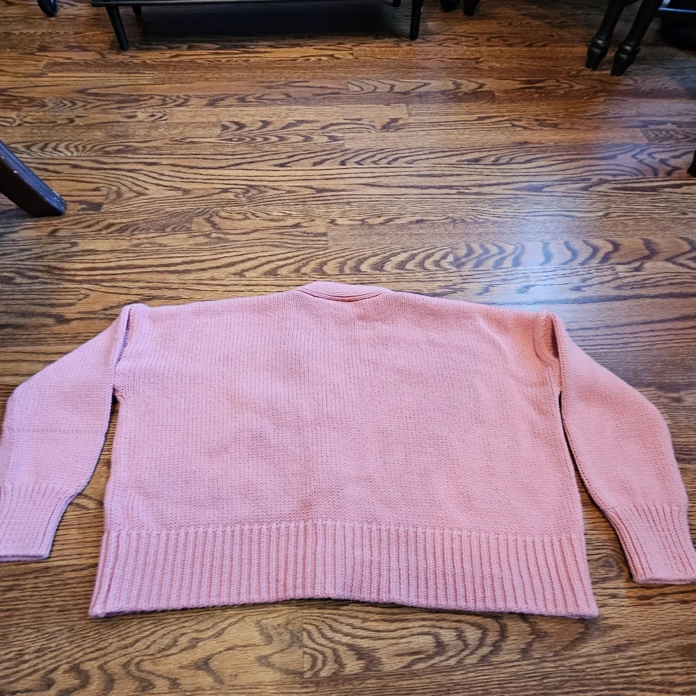 GAP kids L long sleeved button cardigan sweater 3/4 sleeve salmon pink